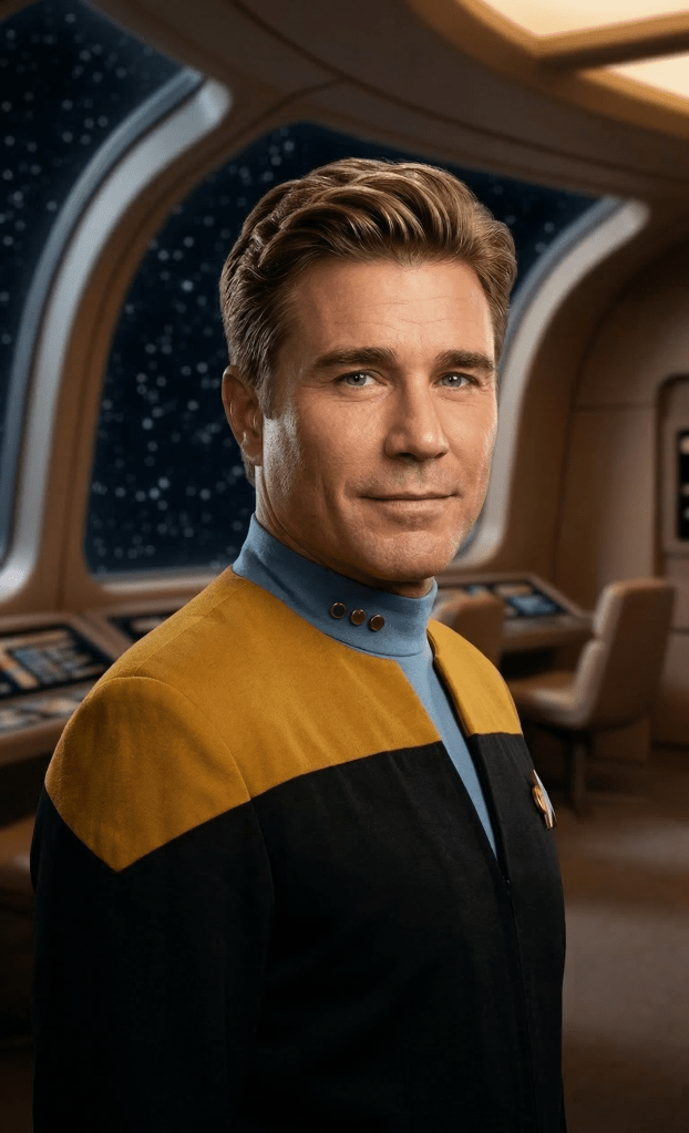 Jaason Simmons as Ethan Arden. Lieutenant Commander Ethan Arden, chief engineer of the USS Cantabrian, stands in a observation lounge aboard the USS Cantabrian in 2372.