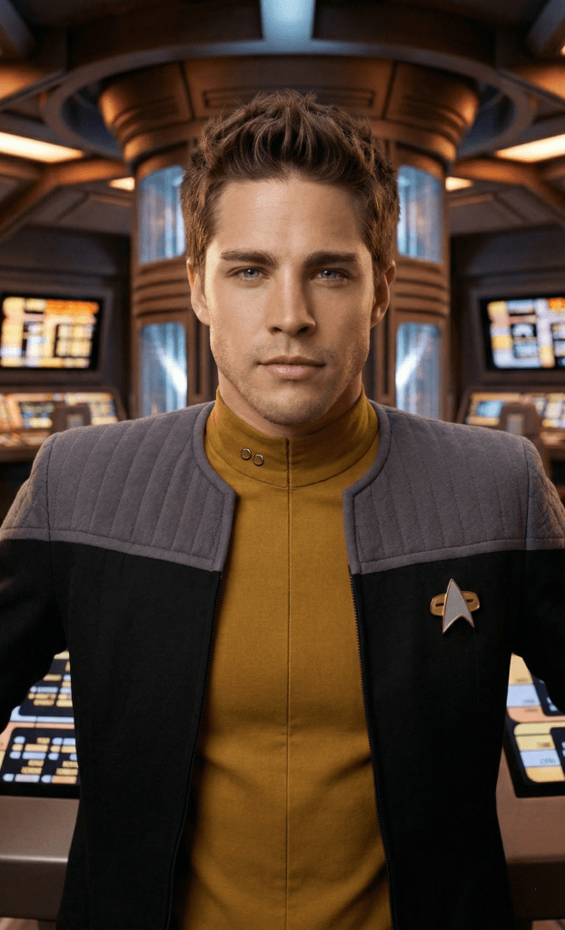 Dean Geyer as Samuel Morgan. Lieutenant Sam Morgan is standing before the warp core in engineering aboard the support vessel USS Peacekeeper in 2376.
